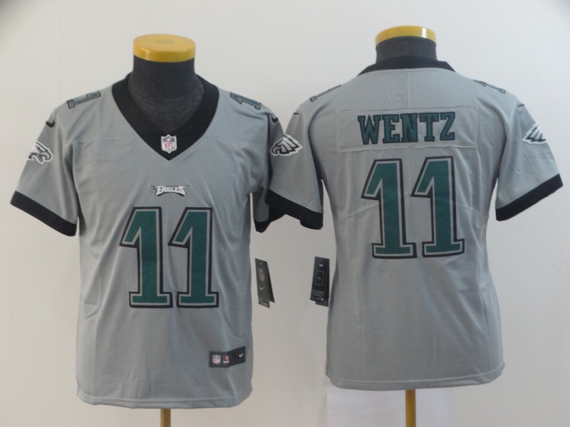 Youth Philadelphia Eagles 11 Wentz Grey Nike Vapor Untouchable Limited NFL Jerseys